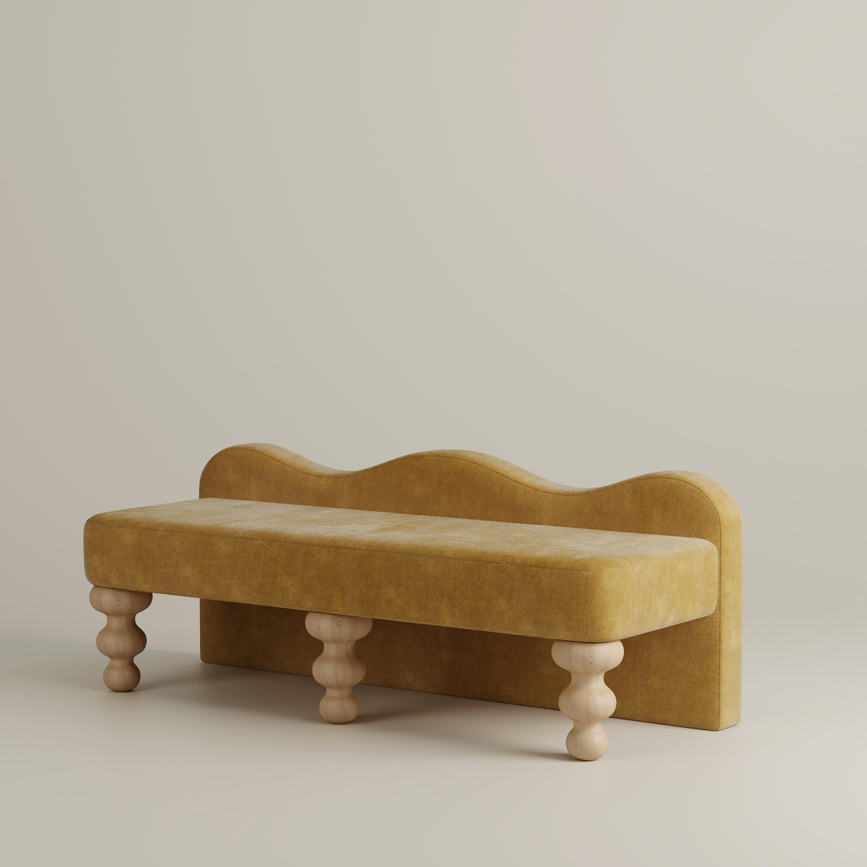 Banc festonné « Celine » en faux mohair sarcelle profond de Christiane Lemieux en vente 7