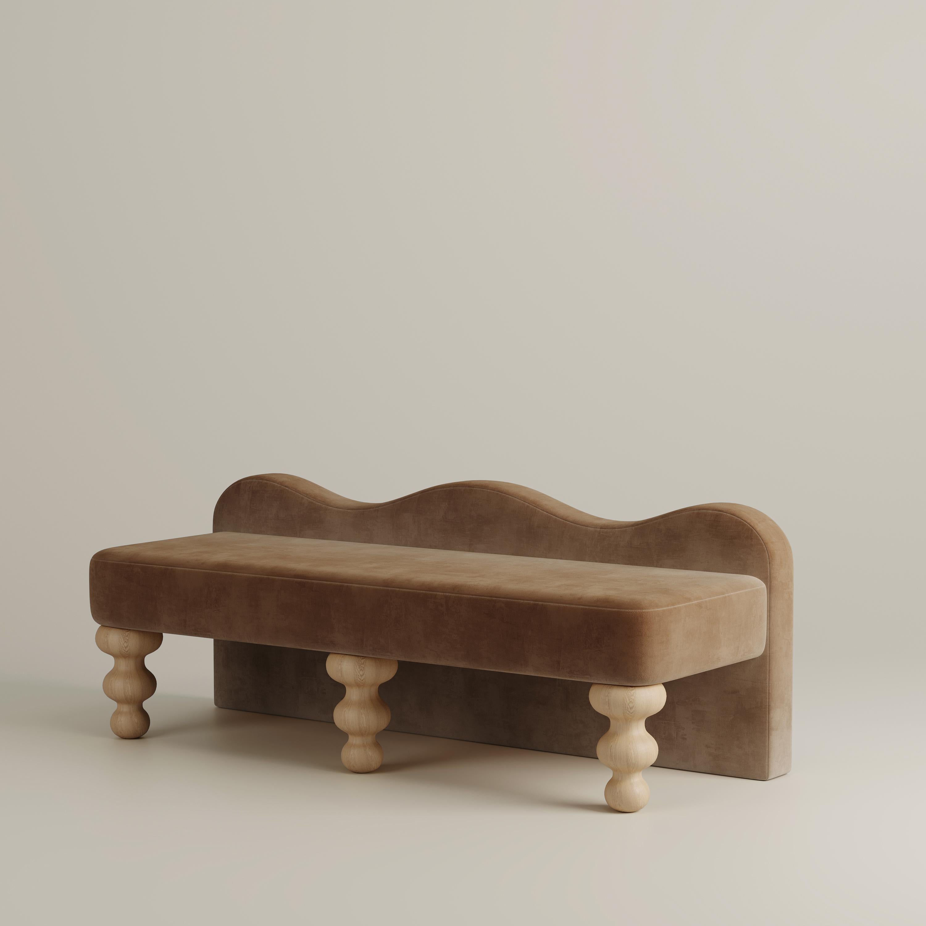 Banc festonné « Celine » en faux mohair sarcelle profond de Christiane Lemieux en vente 8