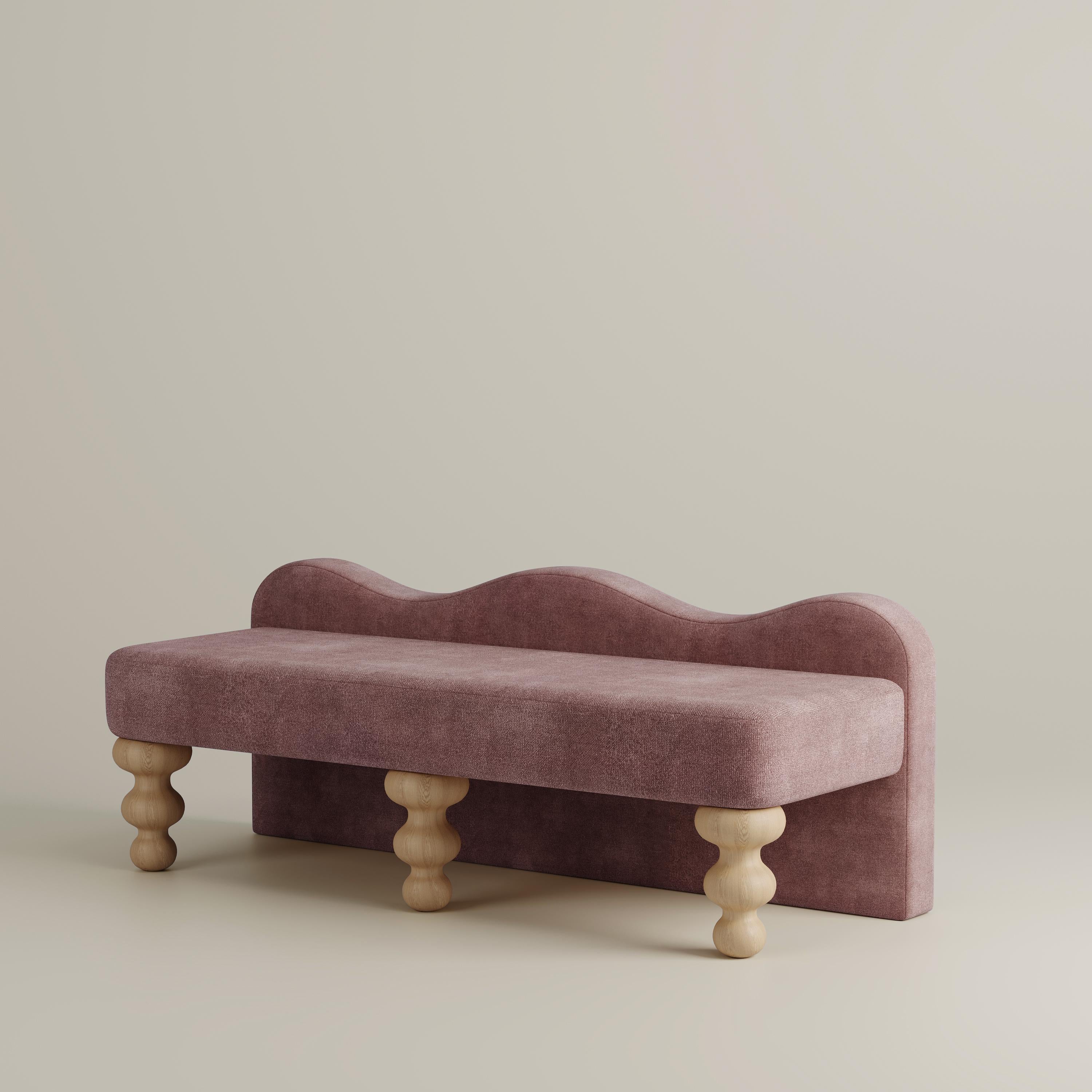 Banc festonné « Celine » en faux mohair sarcelle profond de Christiane Lemieux en vente 9