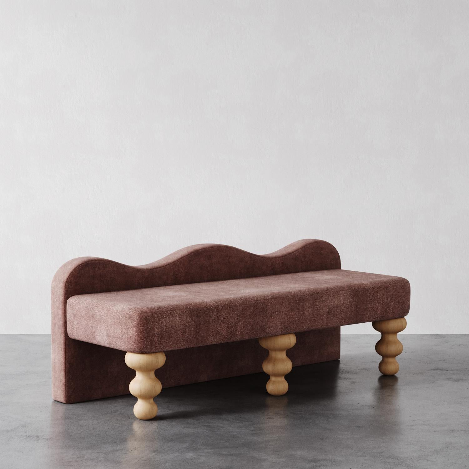 Banc festonné « Celine » en faux mohair sarcelle profond de Christiane Lemieux Neuf - En vente à New York, NY