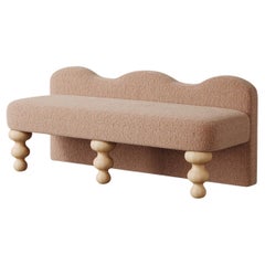 Banc festonné "Celine" en velours texturé Rose par Christiane Lemieux