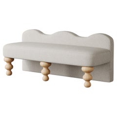 Banc festonné "Celine" en bouclette Vista Vanilla par Christiane Lemieux