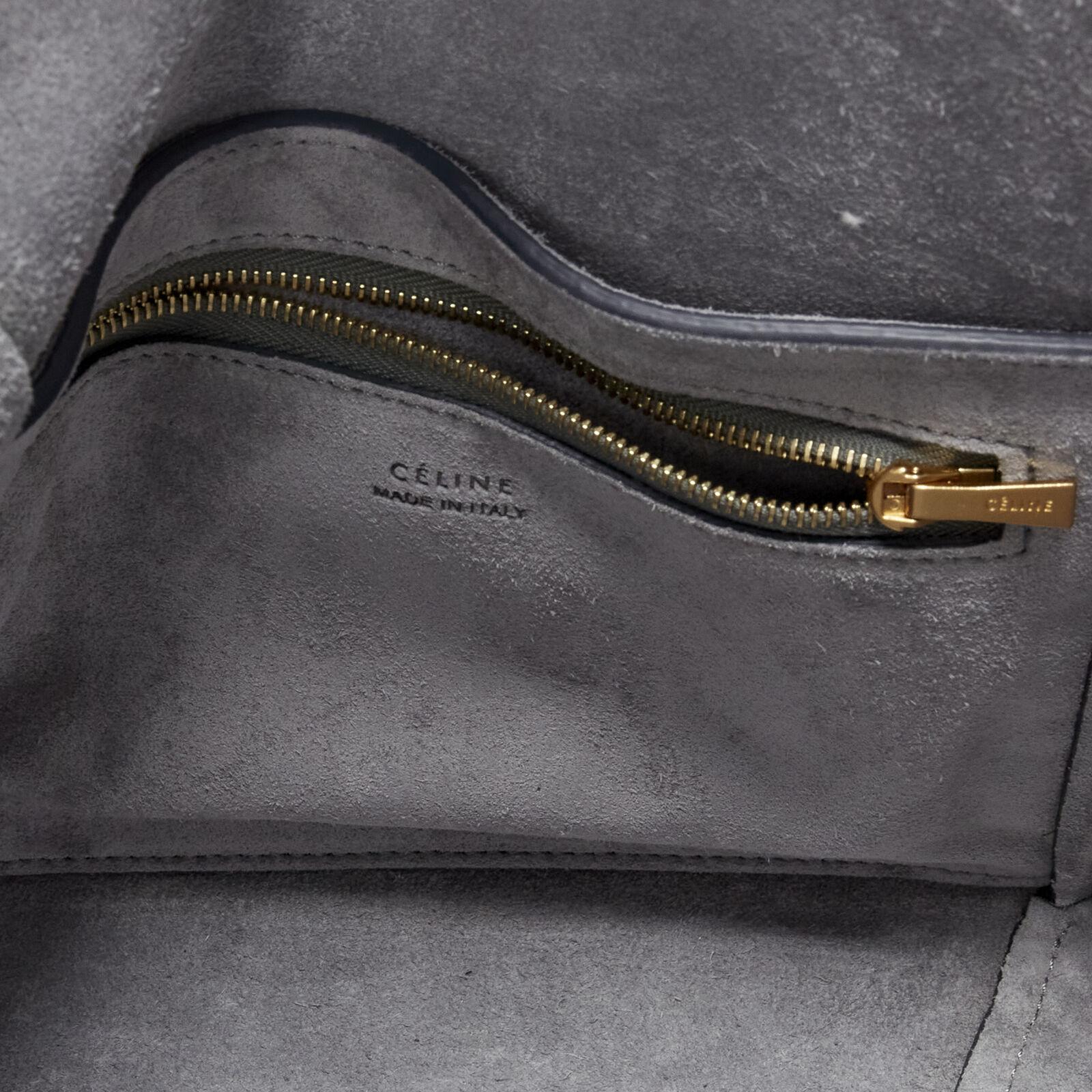 CELINE Seau Sangle blue calf leather canvas strap bucket shoulder bag 7