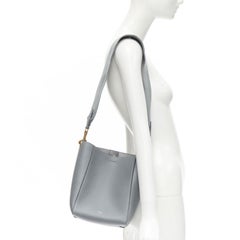 CELINE Seau Sangle blue calf leather canvas strap bucket shoulder bag