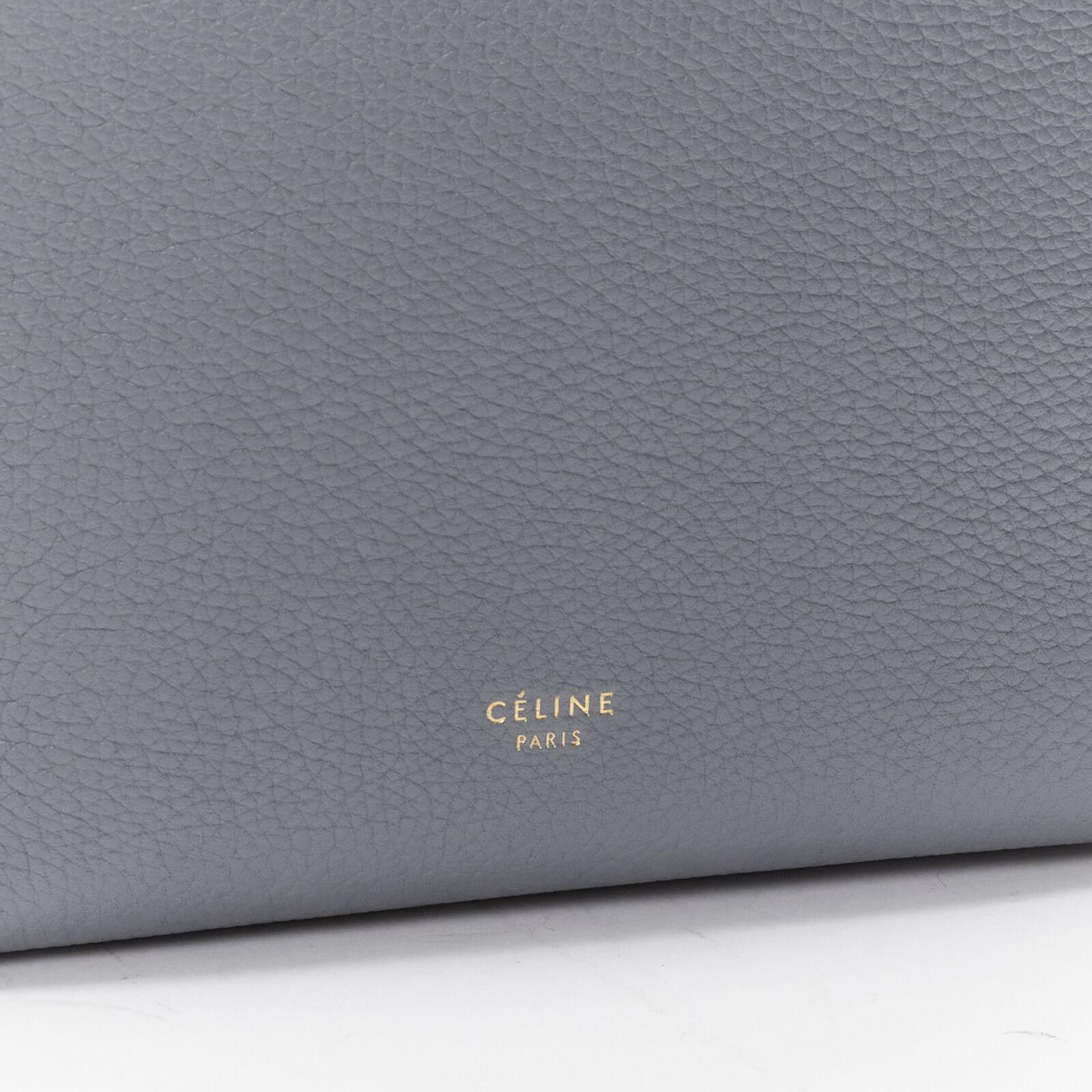 CELINE Seau Sangle blue calf leather canvas strap bucket shoulder bag 4