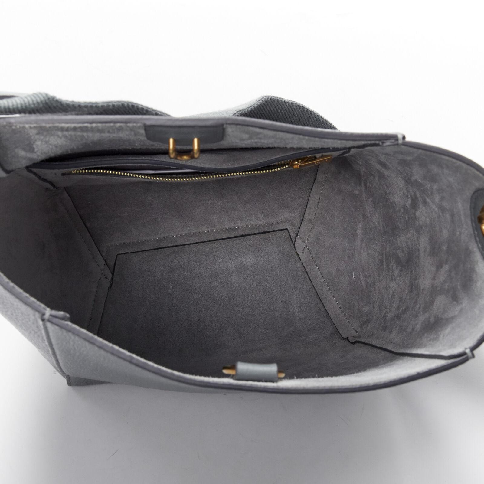 CELINE Seau Sangle blue calf leather canvas strap bucket shoulder bag 5