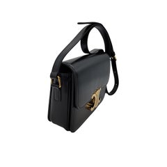 Celine Shiny Black Calfskin Teen Triomphe Shoulder Bag