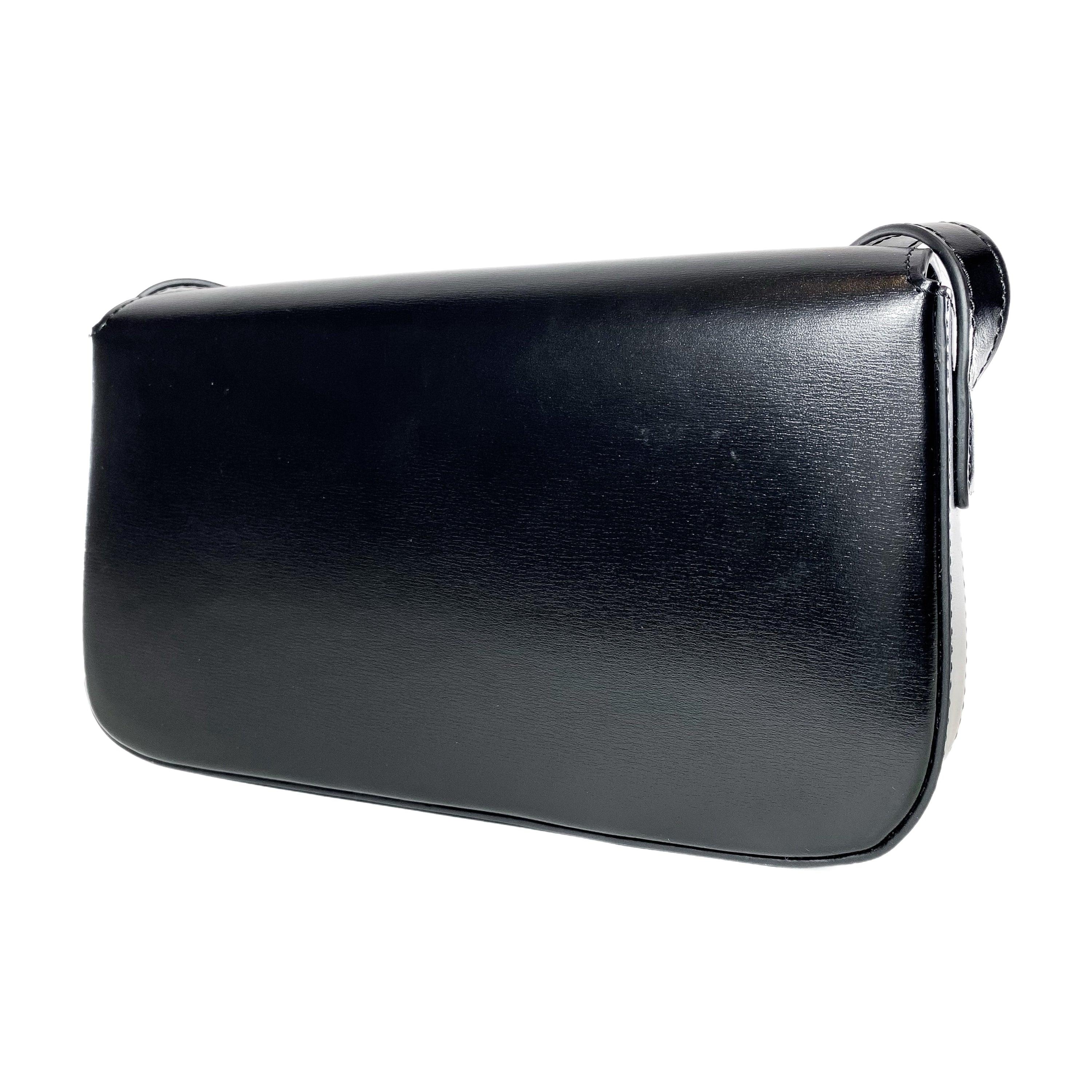 Celine Shiny Black Calfskin Triomphe Shoulder Bag For Sale 1