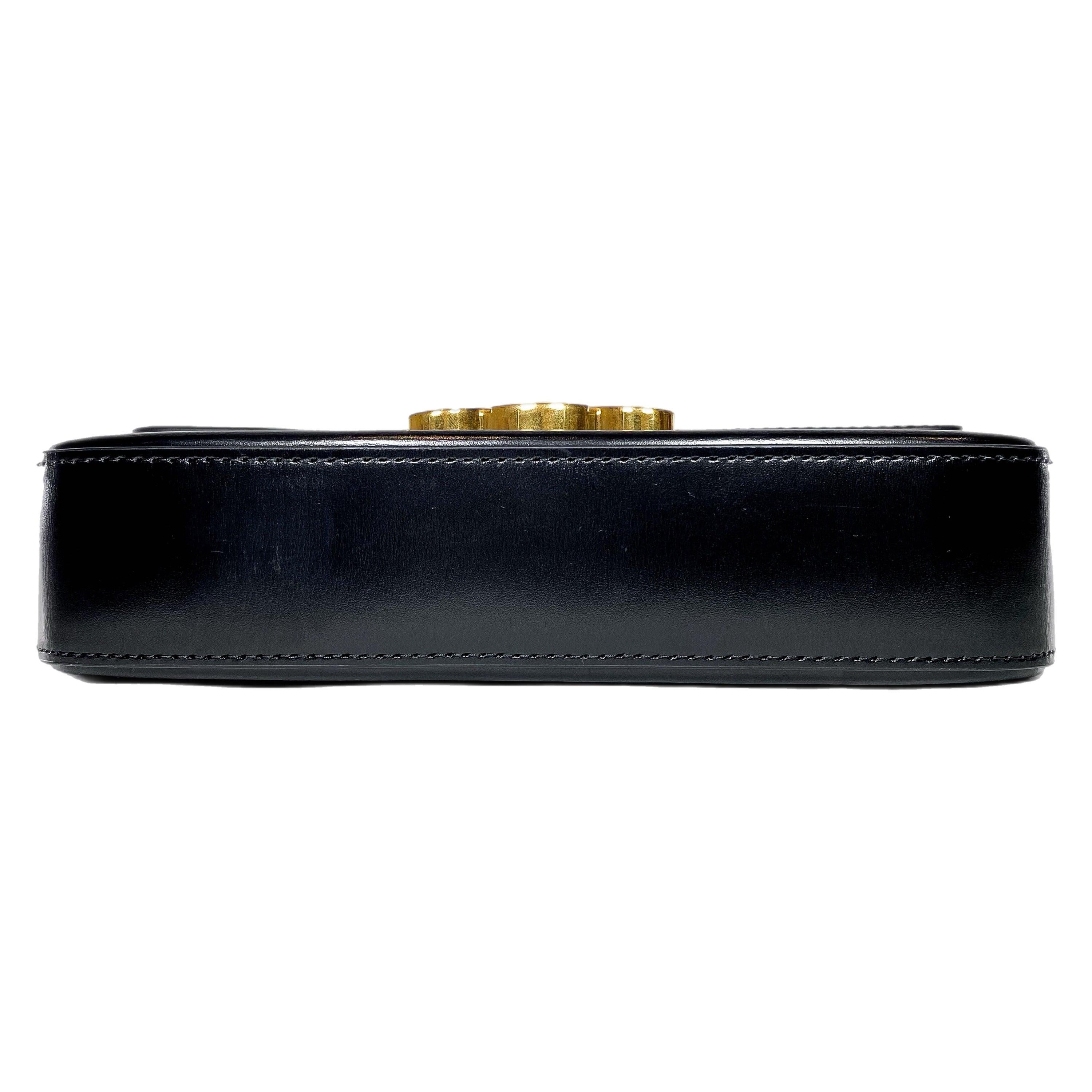 Celine Shiny Black Calfskin Triomphe Shoulder Bag For Sale 3