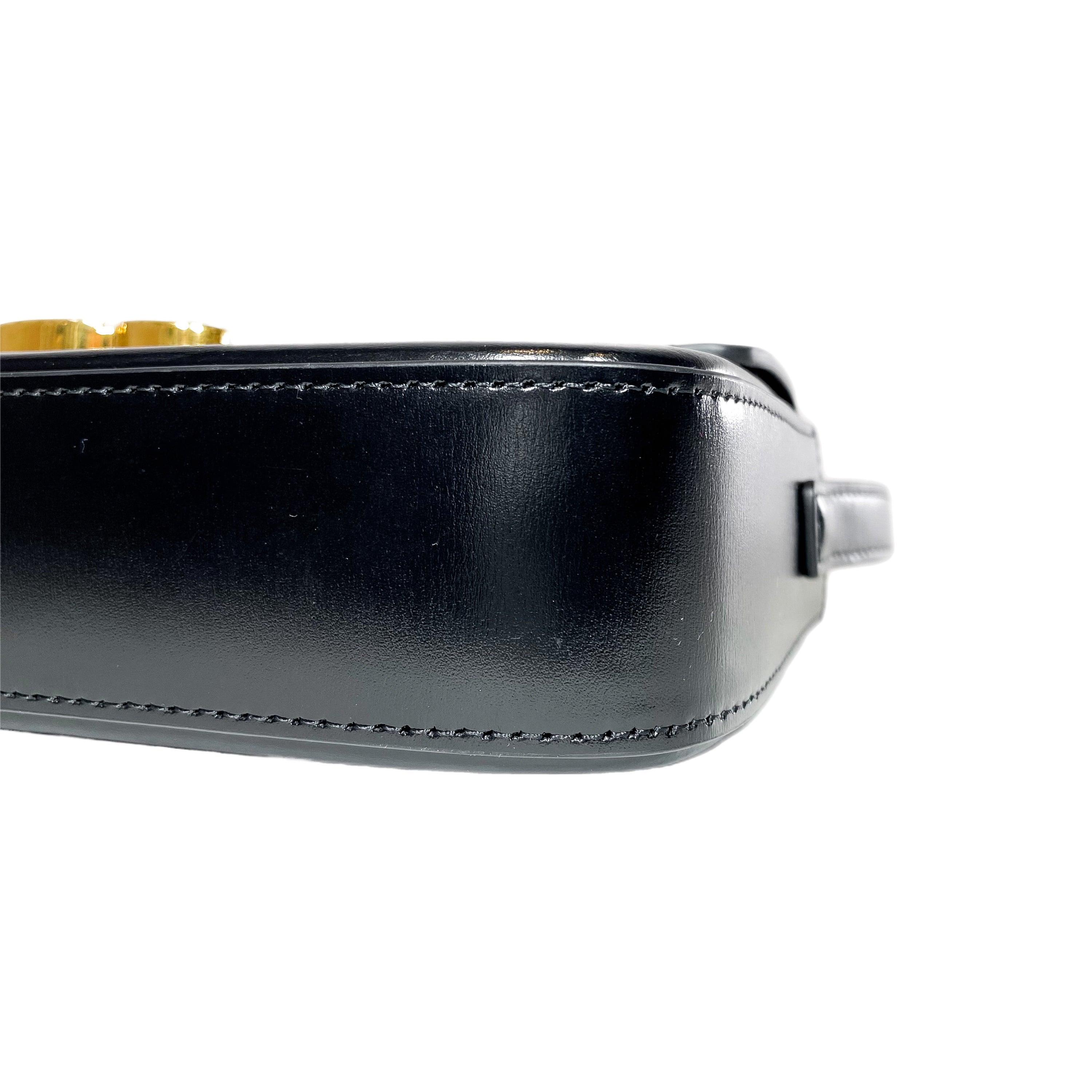 Celine Shiny Black Calfskin Triomphe Shoulder Bag For Sale 5