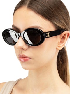 Céline Lunettes de soleil Triomphe ovales noires brillantes