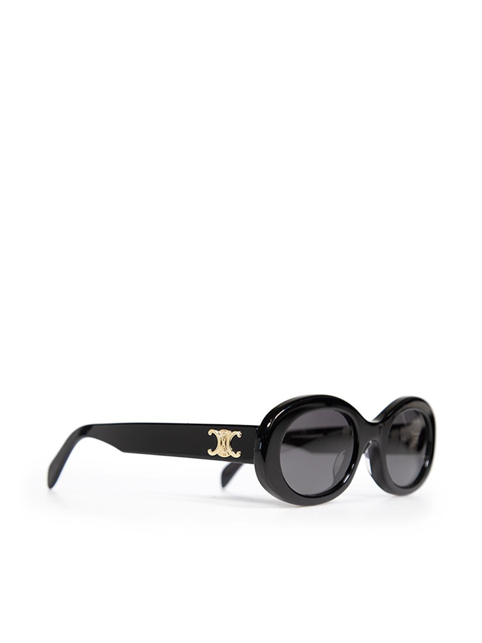 Céline Shiny Black Oval Triomphe Sunglasses In Good Condition In London, GB