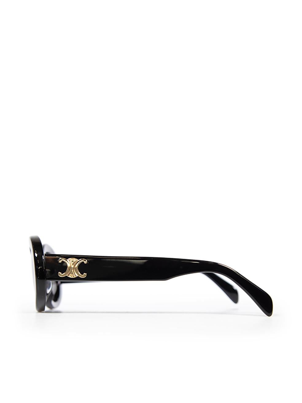 Céline Shiny Black Oval Triomphe Sunglasses 1