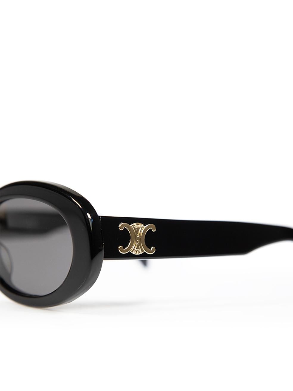 Céline Shiny Black Oval Triomphe Sunglasses 4