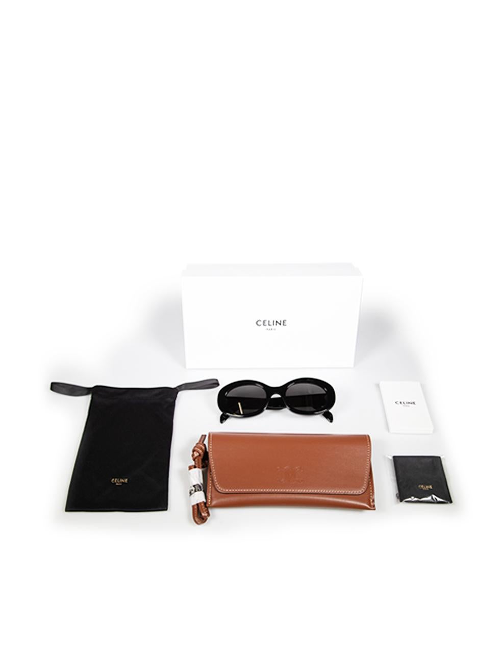 Céline Shiny Black Oval Triomphe Sunglasses 5