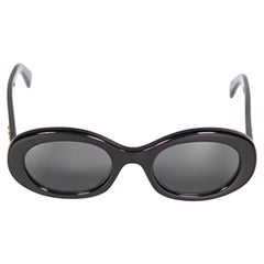 Céline Shiny Black Oval Triomphe Sunglasses