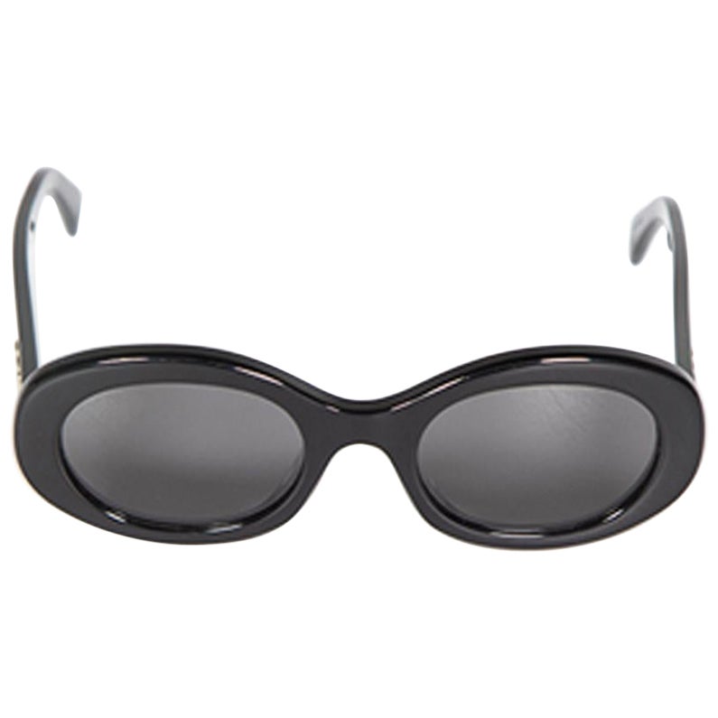Céline Shiny Black Oval Triomphe Sunglasses