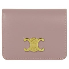 Celine Glänzende Brieftasche aus Kalbsleder Mauve Blütenblatt Rosa Compact Triomphe rt $690