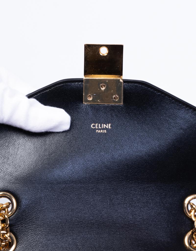 celine small c red shoulder bag in shiny calfskin