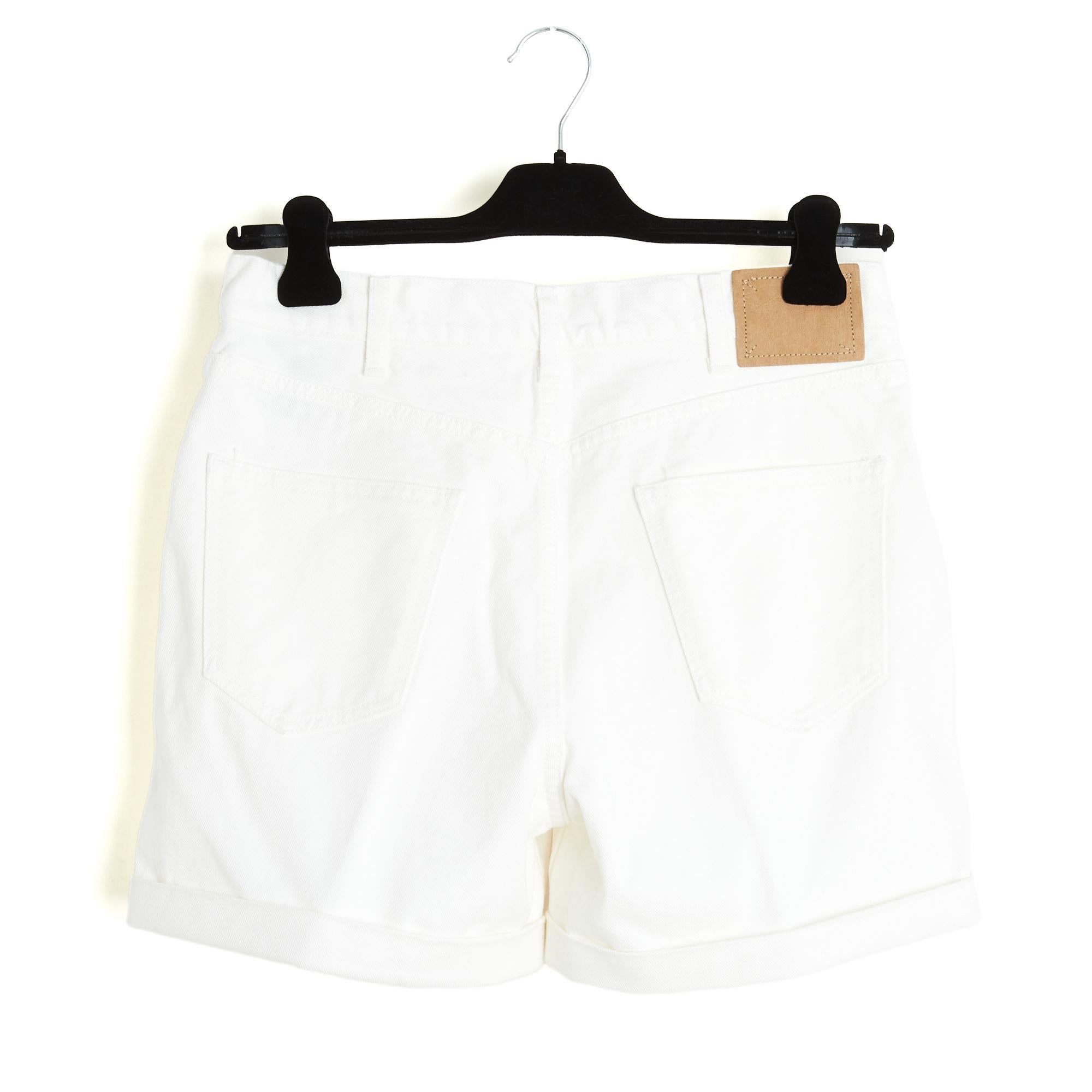 De las mujeres Celine Short FR38 FR40 Slimane Triomphe White Denim Shorts US28 29 Céline en venta