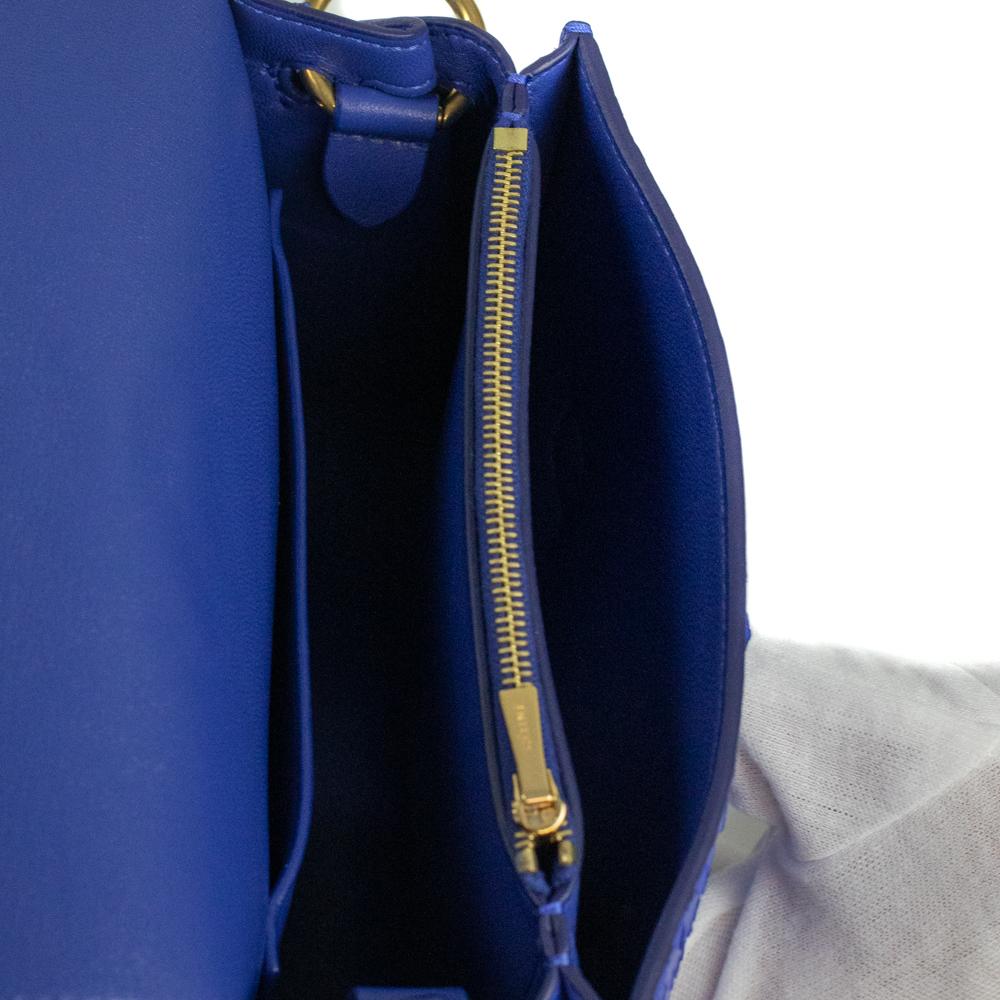 CÉLINE, Shoulder bag in blue exotic leather In Good Condition For Sale In Clichy, FR