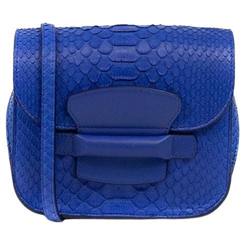 CÉLINE, Shoulder bag in blue exotic leather For Sale