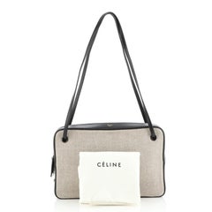 Celine Side Lock Bag Canvas with Leather Medium