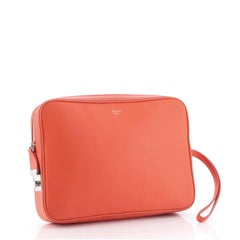 Celine Side Lock Dragonne Pouch Leather