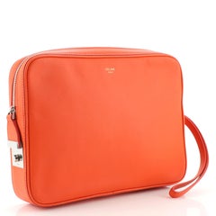 Celine Side Lock Dragonne Pouch Leather