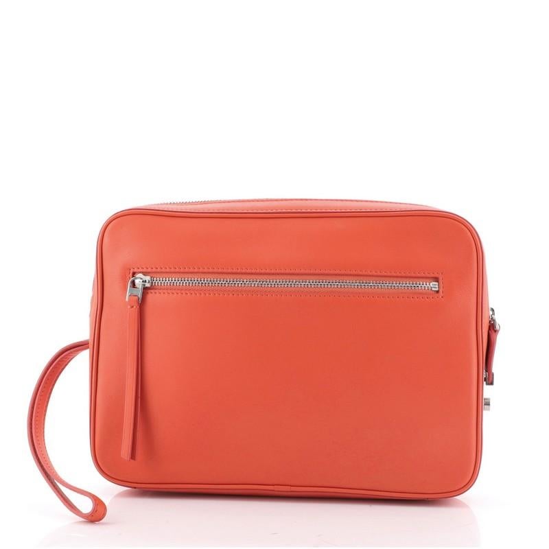 Celine Side Lock Dragonne Pouch Leder (Rot)