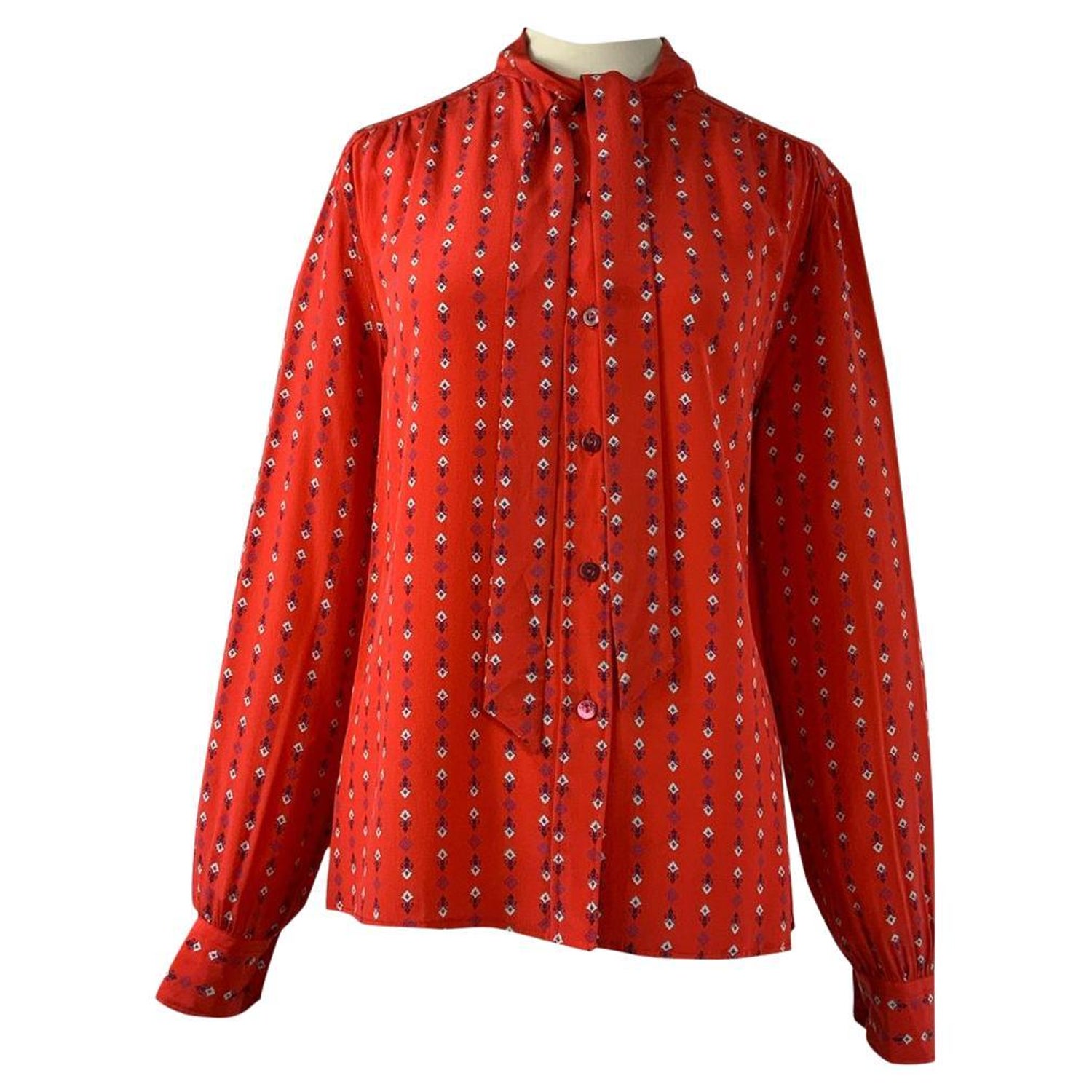 Celine Silk Blouse in Red For Sale at 1stDibs
