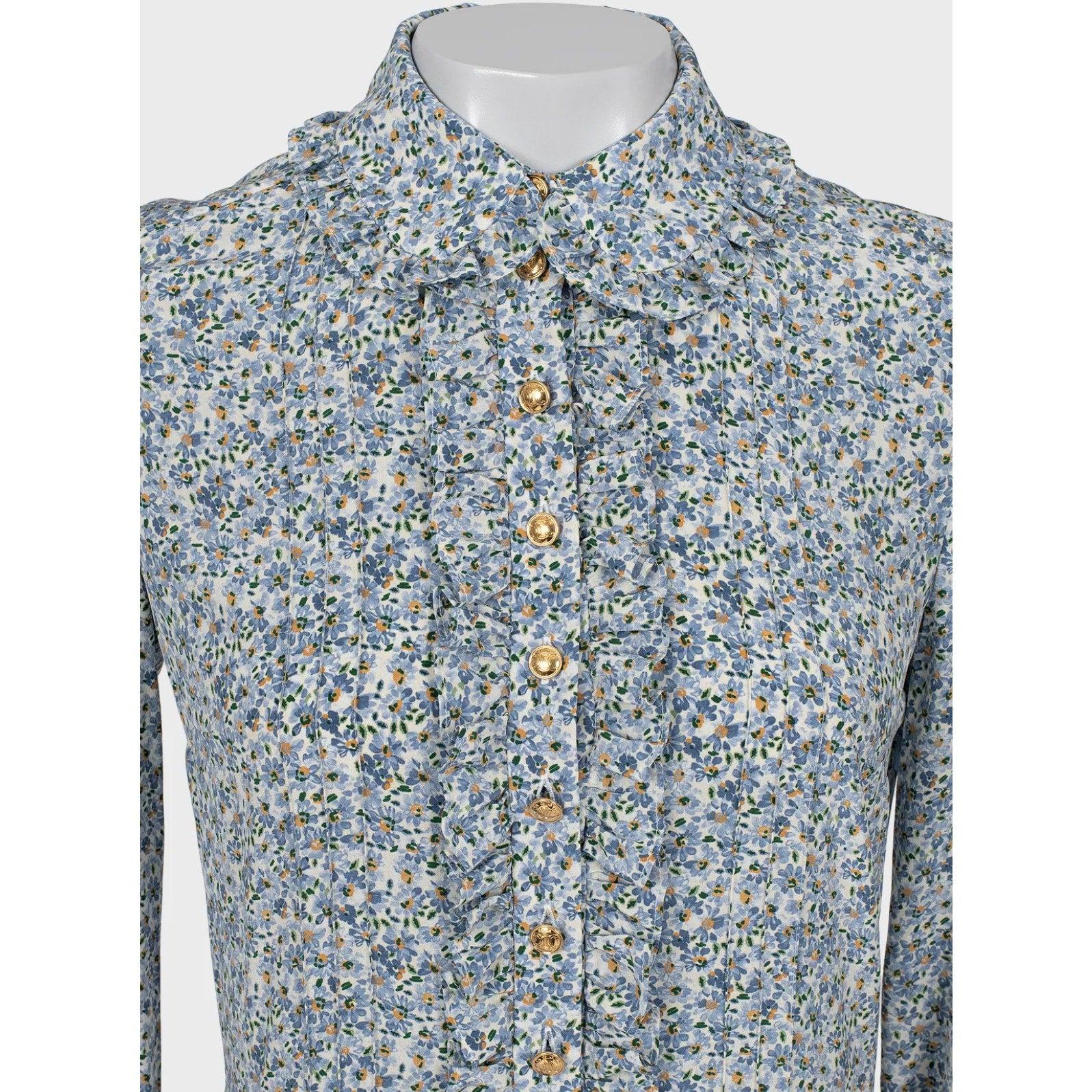 Celine Seidenblumenkleid - Größe FR36 (US Small) (Grau) im Angebot