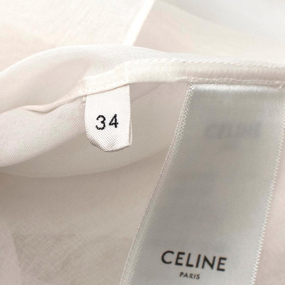Beige Celine Silk Organza Embroidered Prairie Blouse - Size US 0-2 For Sale