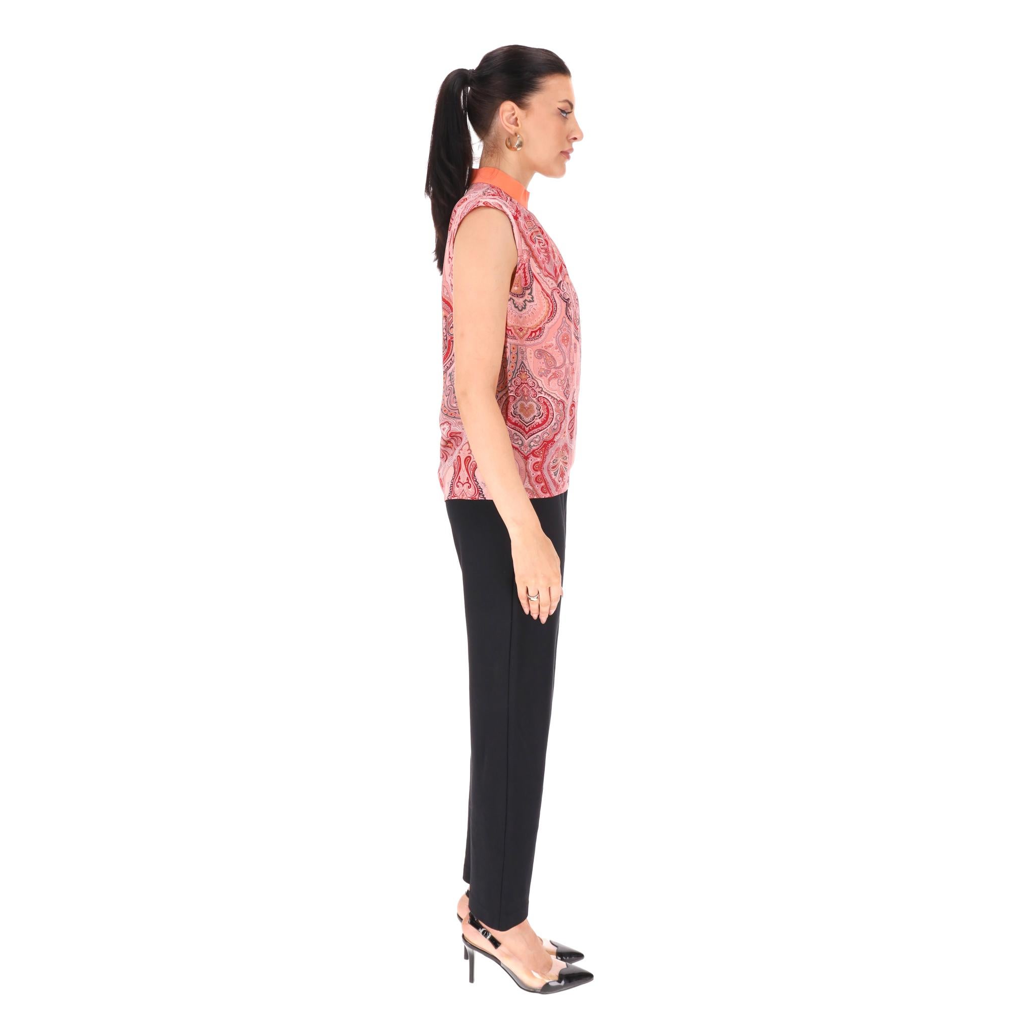 Rosa Top Celine in seta con stampa paisley di Phoebe Philo in vendita
