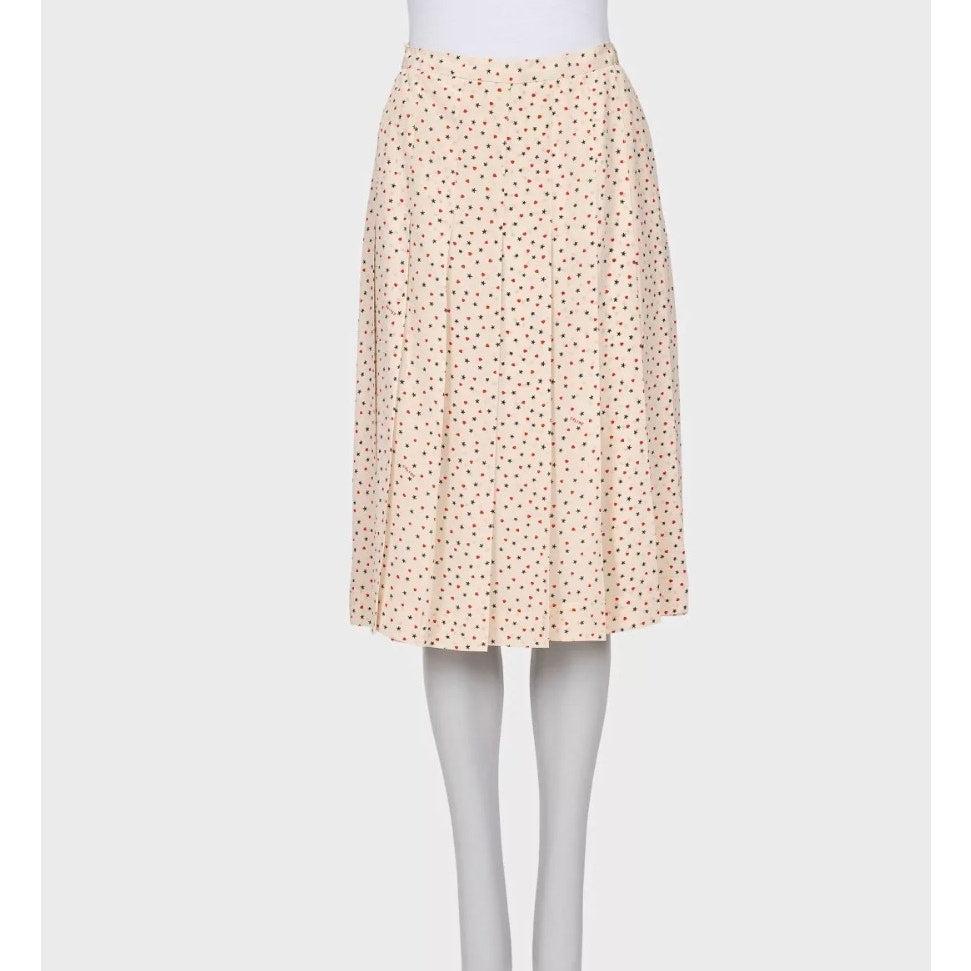 Celine Silk Printed Blouse & Skirt Set - Size FR44 In Good Condition For Sale In Krakow, PL