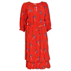 Celine Silk Red Floral Dress 