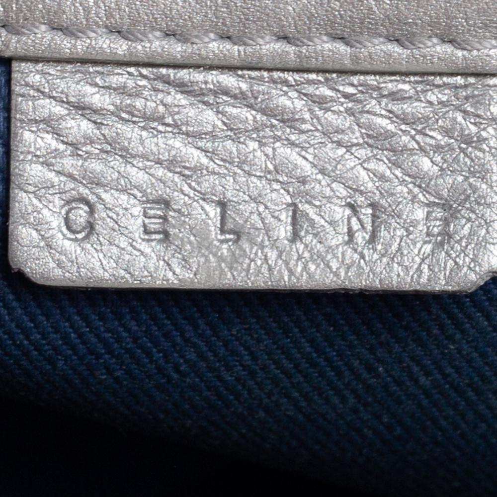 Celine Silver/Blue Macadam Fabric and Leather Satchel 6
