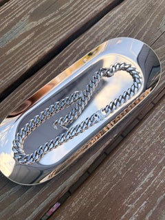 Celine Silver Color Chunky Chain Choker style necklace featuring a triumph logo