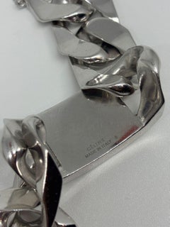 Celine Silver Oversized Cuban Chain ID Bracelet