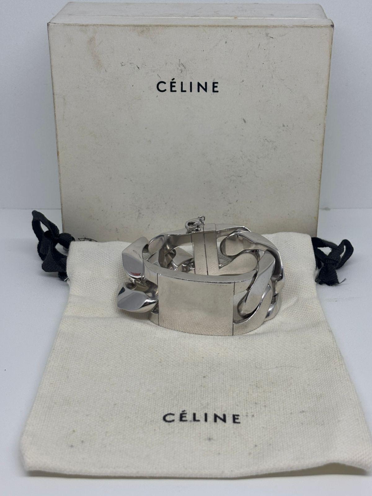 Pulsera de identificación de cadena cubana sobredimensionada de plata Celine en venta 2