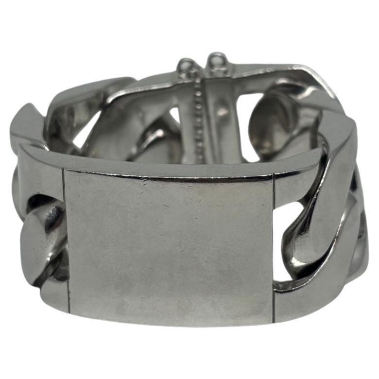Celine Silver Oversized Cuban Chain ID Bracelet
