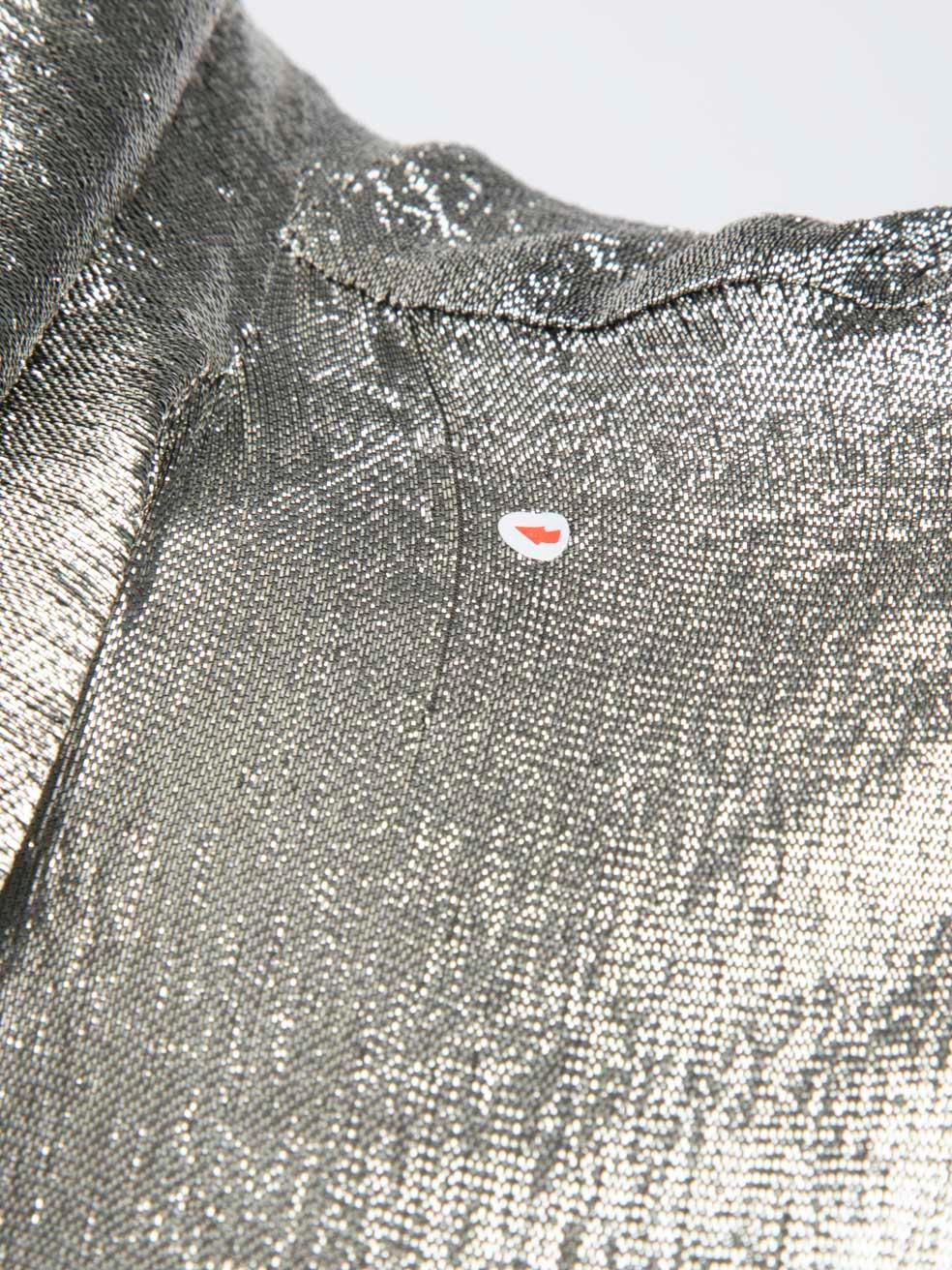 Women's Céline Silver Silk Neck Tie Detail Blouse Size XS