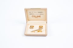 Celine Silberfarbenes Triomphe Krawattenklammer- und Manschettenknöpfe-Set