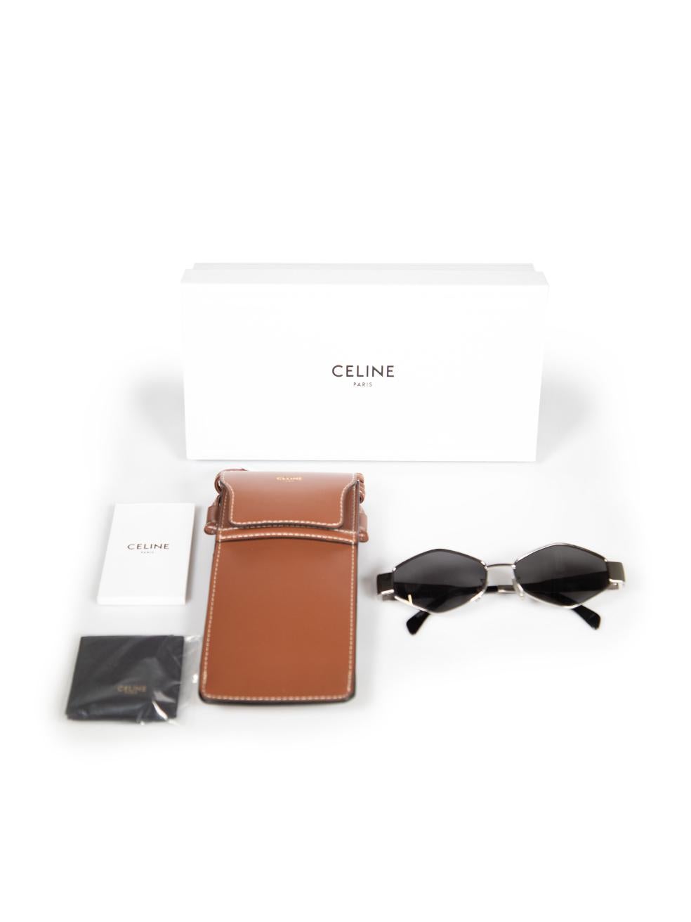 Céline Silver Triomphe Geometrische Sonnenbrille im Angebot 1