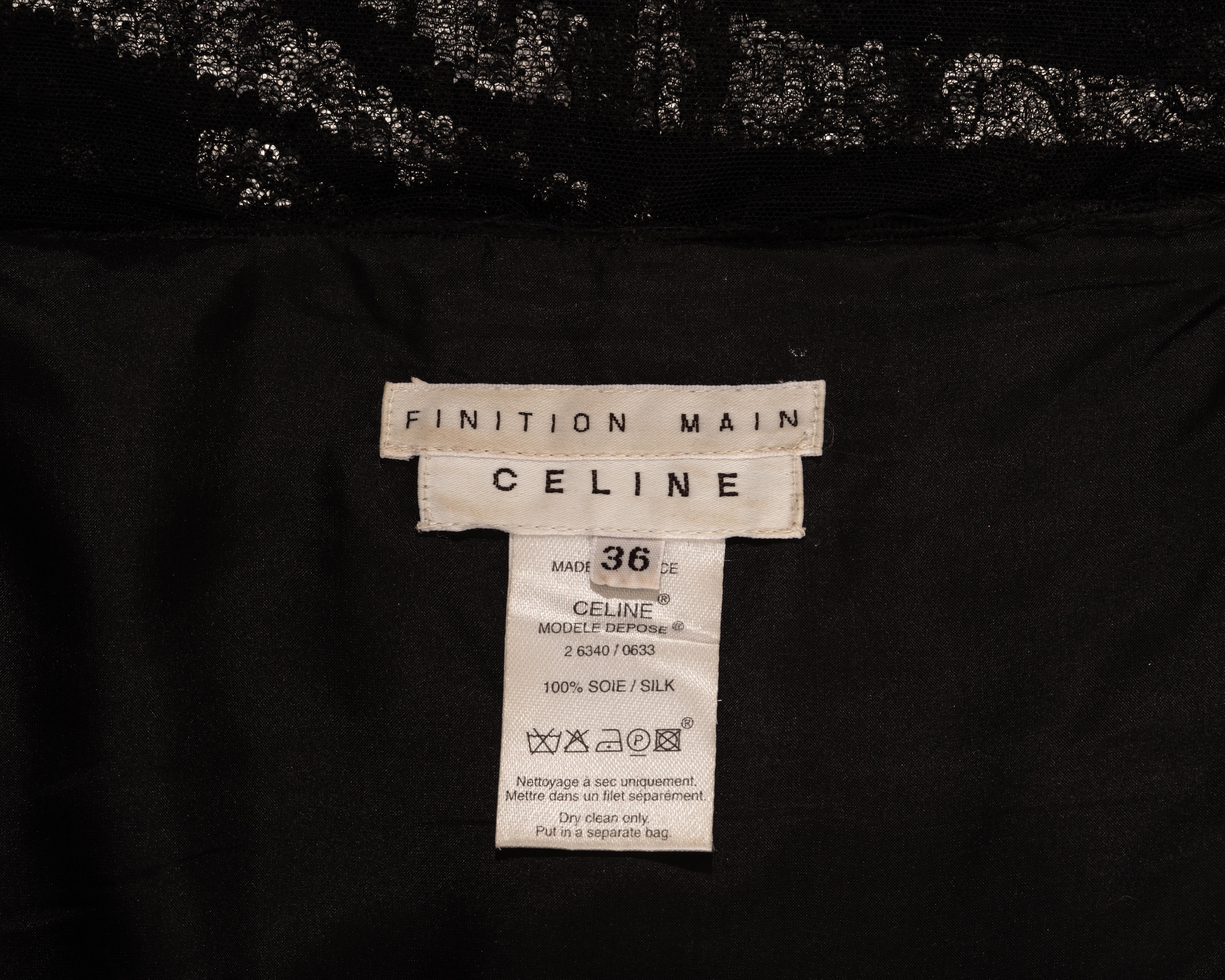 Silbernes Zebramuster-Slipkleid mit Pailletten und Spitze von Celine:: H/W 2003 4