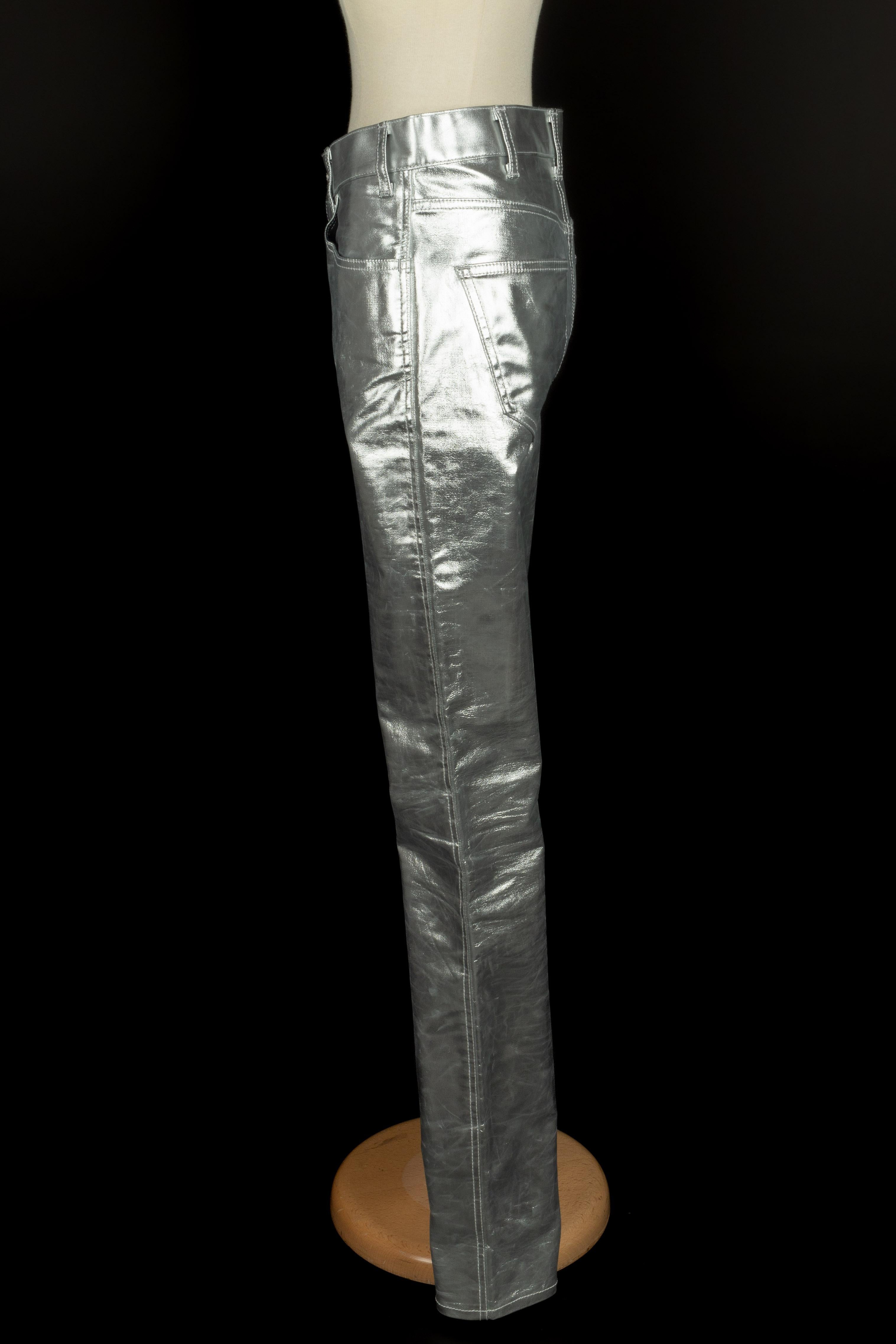 Pantalones plateados Celine en Excelente estado para la venta en SAINT-OUEN-SUR-SEINE, FR