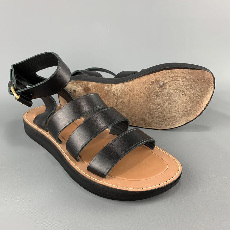 CELINE Size 10 Black Leather Ankle Strap Sandals at 1stDibs | old ...