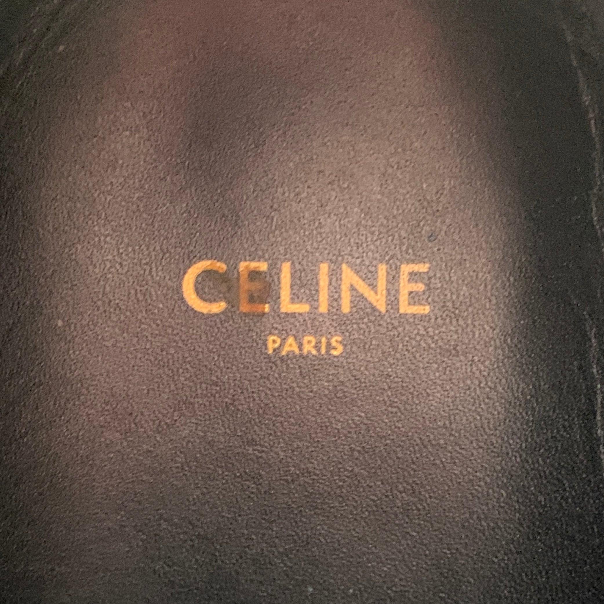 CELINE Size 10 Black White Applique Canvas High Top Sneakers For Sale 3