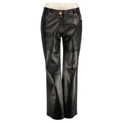 CELINE Size 2 Black Leather Dress Pants