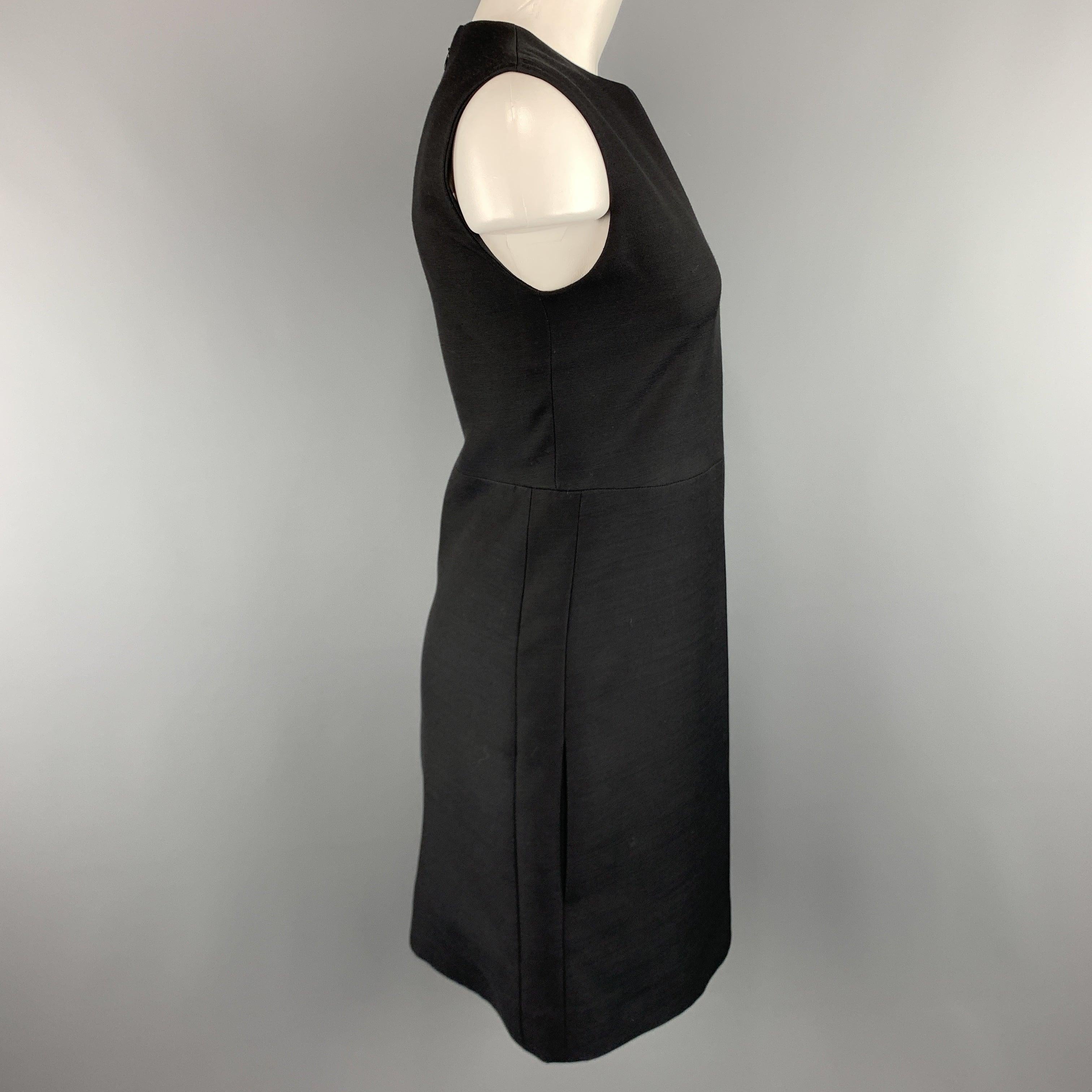 CELINE Size 2 Black Structured Sleeveless A Line Shift Dress In Good Condition For Sale In San Francisco, CA